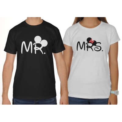 Koszulki dla par zakochanych komplet 2 szt Mr. Mrs. Mickey